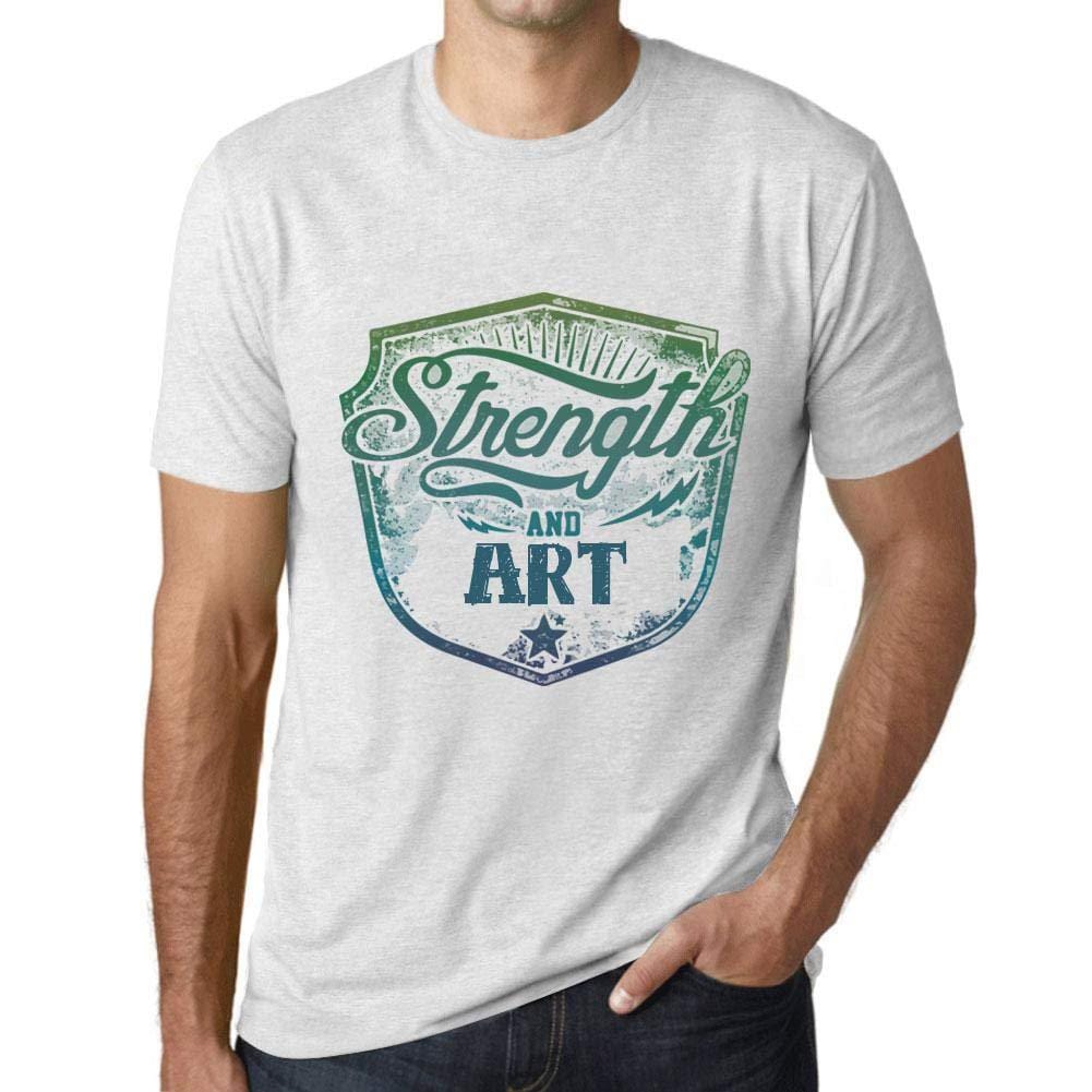 Homme T-Shirt Graphique Imprimé Vintage Tee Strength and Art Blanc Chiné