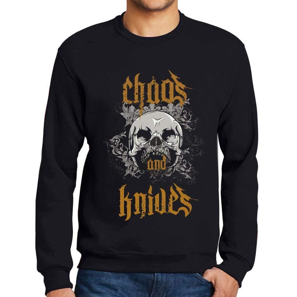 Ultrabasic - Homme Imprimé Graphique Sweat-Shirt Chaos and Knives Noir Profond