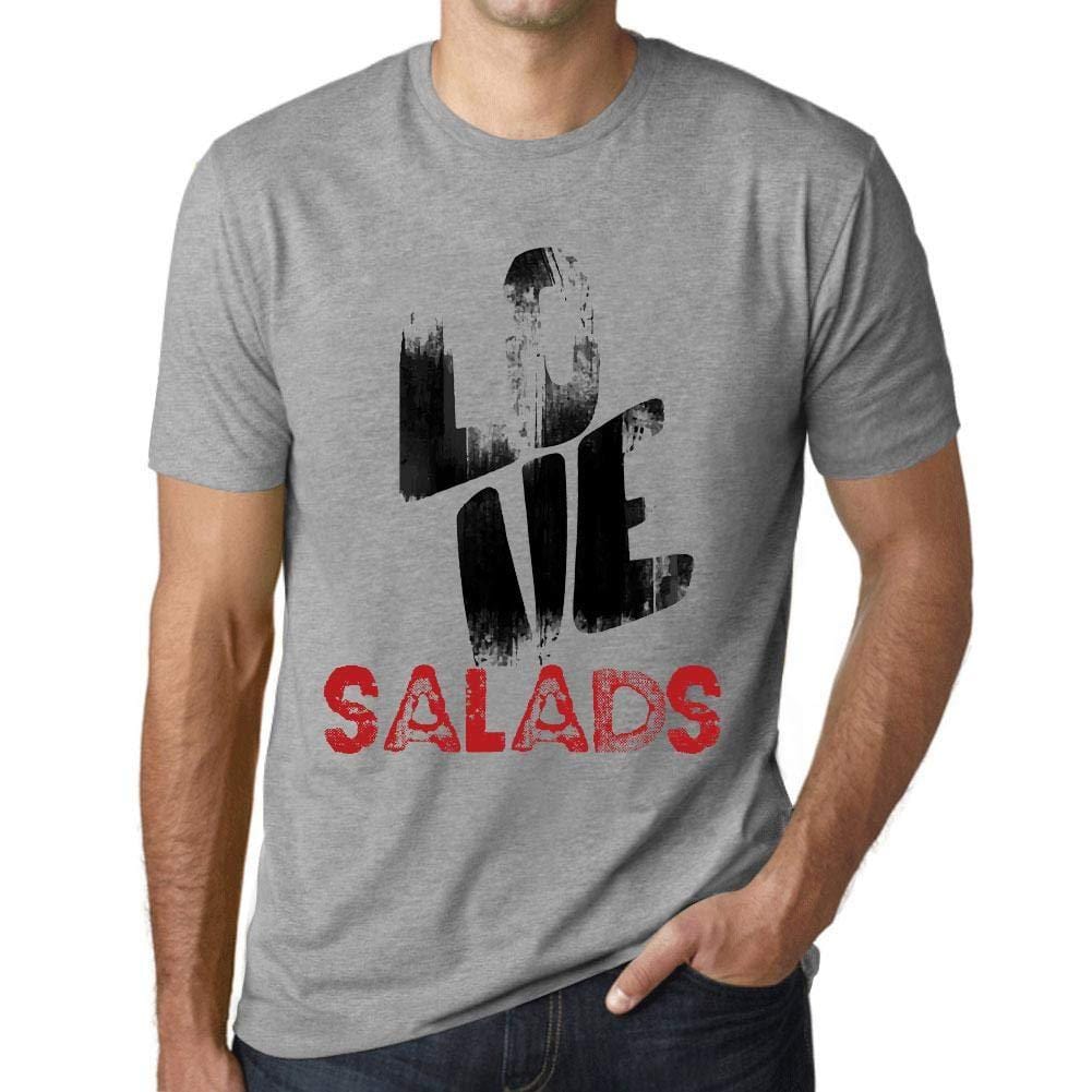 Ultrabasic - Homme T-Shirt Graphique Love Salads Gris Chiné