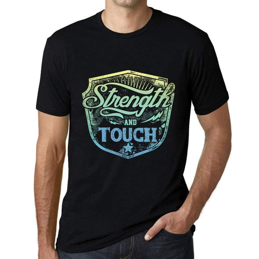 Homme T-Shirt Graphique Imprimé Vintage Tee Strength and Touch Noir Profond