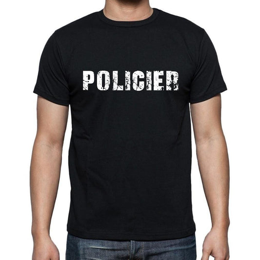 Policier, t-Shirt pour Homme, en Coton, col Rond, Noir