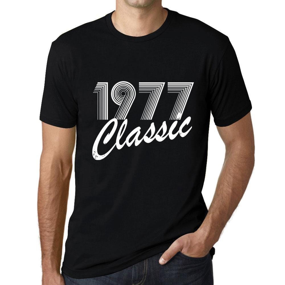 Ultrabasic - Homme T-Shirt Graphique Years Lines Classic 1977 Noir Profond