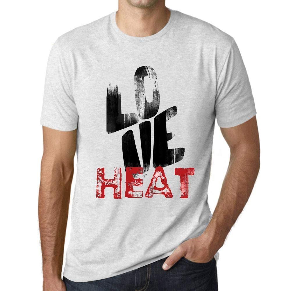 Ultrabasic - Homme T-Shirt Graphique Love Heat Blanc Chiné