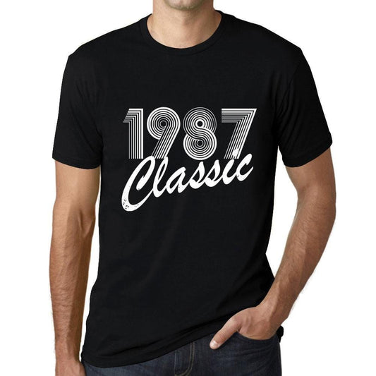 Ultrabasic - Homme T-Shirt Graphique Years Lines Classic 1987 Noir Profond