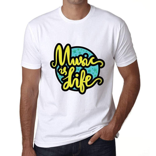Ultrabasic Homme T-Shirt Graphique Music is Life Blanc