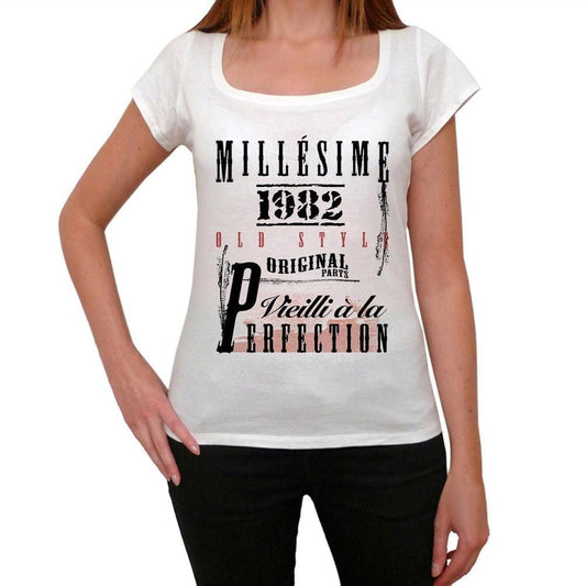 1982, T-shirt femme, manches courtes, cadeaux,anniversaire, blanc
