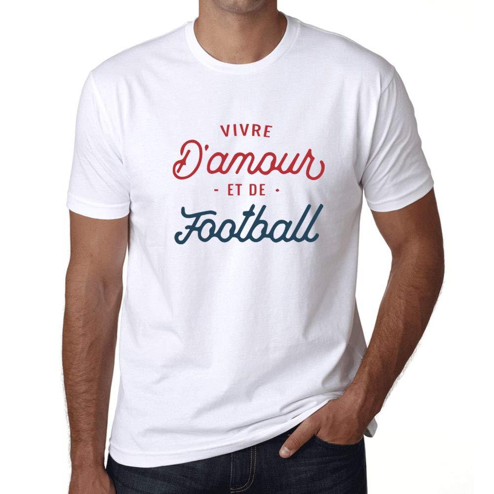 Ultrabasic - Homme Graphique Vivre d'amour et de Football T-Shirt Imprimé Lettres Blanco