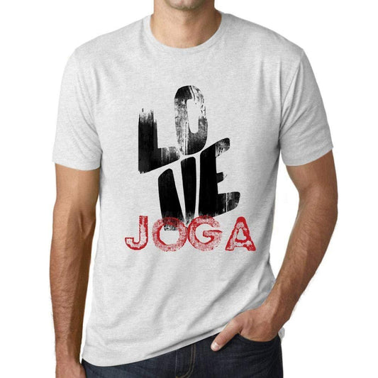 Ultrabasic - Homme T-Shirt Graphique Love Joga Blanc Chiné