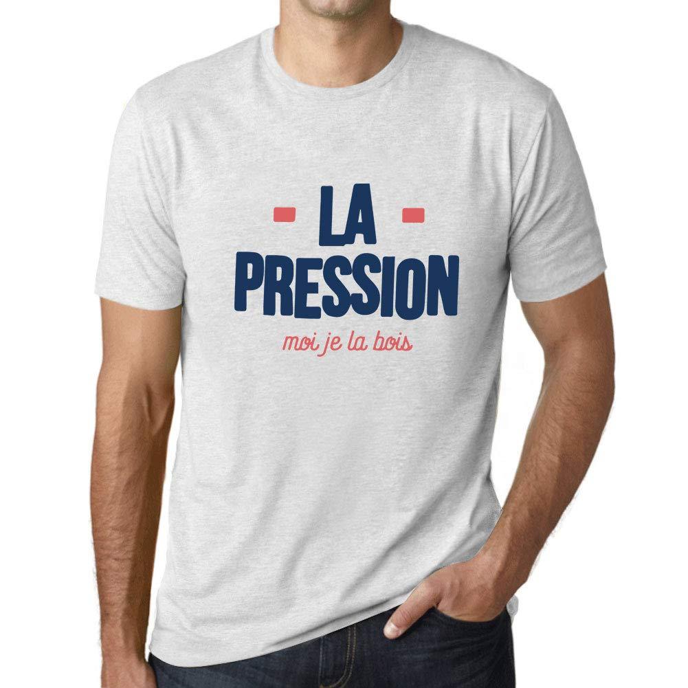 Ultrabasic - Homme Graphique La Pression T-Shirt Blanc Lettre Blanc Chiné