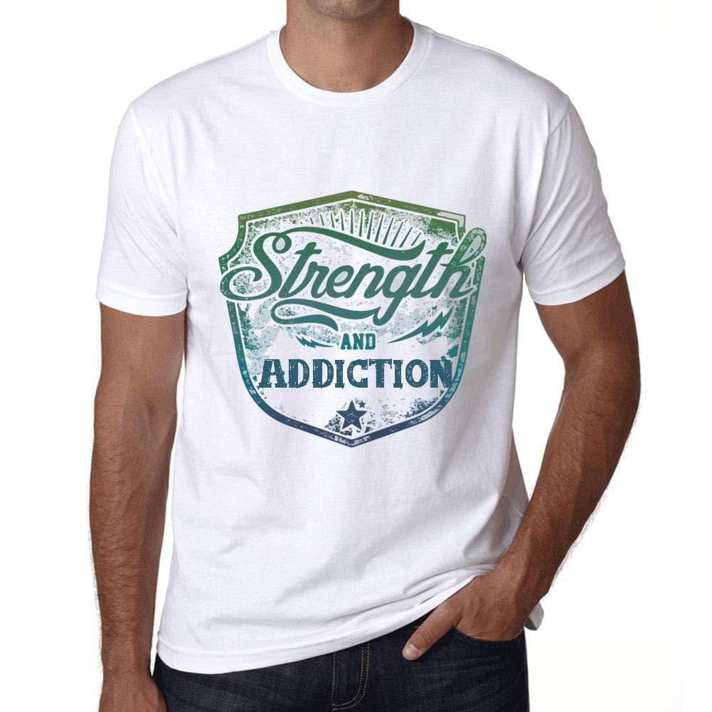 Homme T-Shirt Graphique Imprimé Vintage Tee Strength and Addiction Blanc