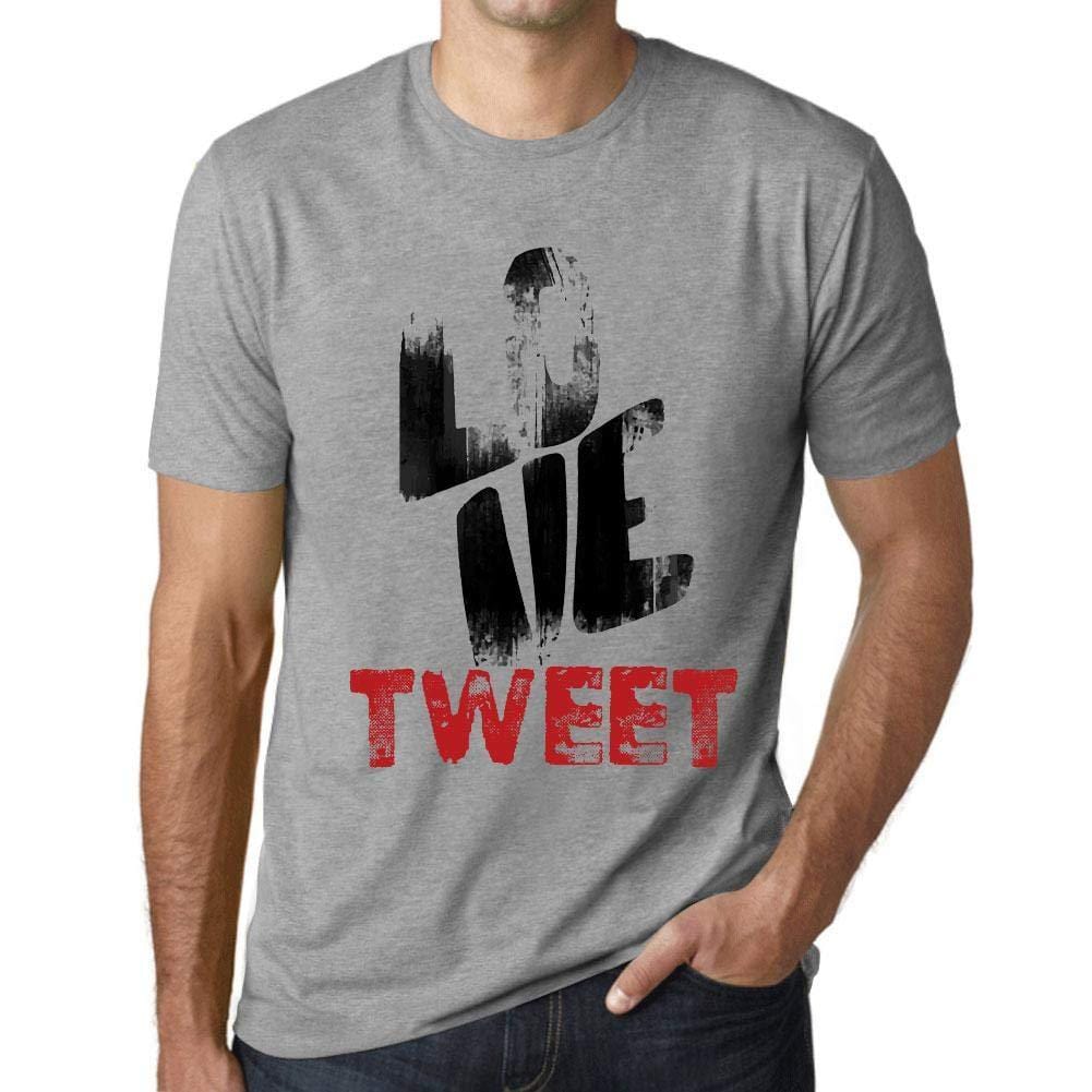 Ultrabasic - Homme T-Shirt Graphique Love Tweet Gris Chiné