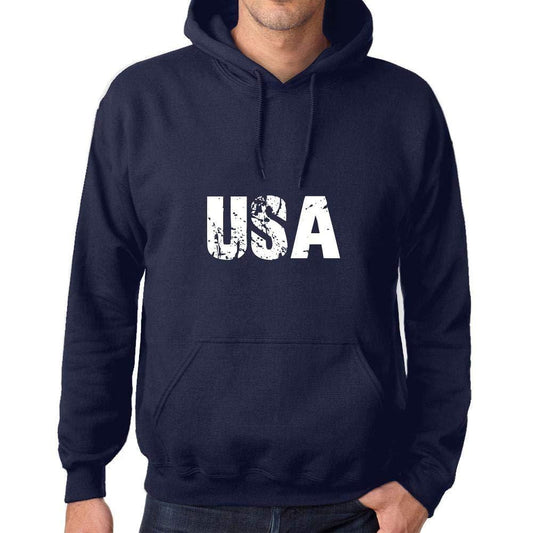 Ultrabasic Homme Femme Unisex Sweat à Capuche Hoodie Popular Words USA French Marine