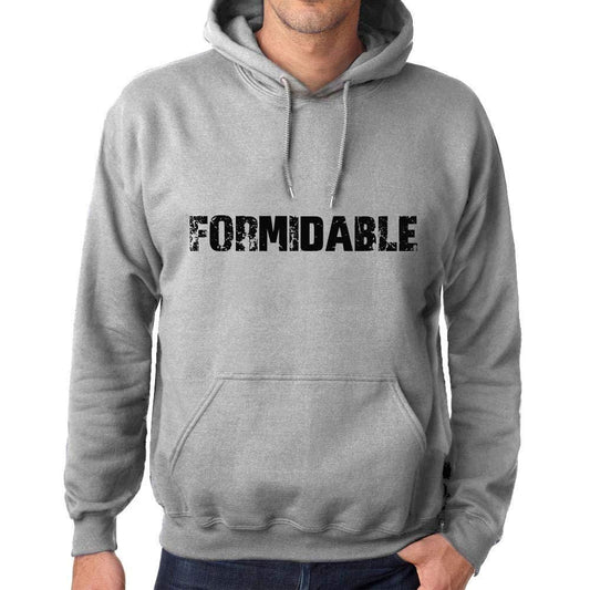 Ultrabasic Homme Femme Unisex Sweat à Capuche Hoodie Popular Words Formidable Gris Chiné