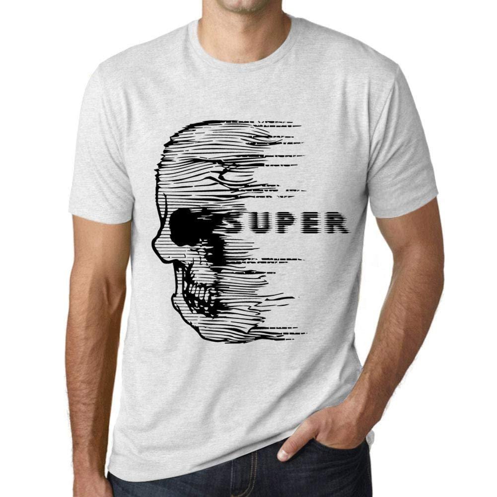 Homme T-Shirt Graphique Imprimé Vintage Tee Anxiety Skull Super Blanc Chiné