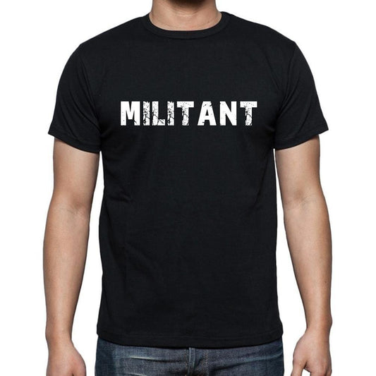 Militant, t-Shirt pour Homme, en Coton, col Rond, Noir