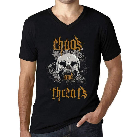 Ultrabasic - Homme Graphique Col V Tee Shirt Chaos and Threats Noir Profond