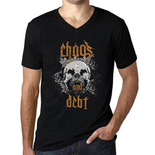 Ultrabasic - Homme Graphique Col V Tee Shirt Chaos and Debt Noir Profond