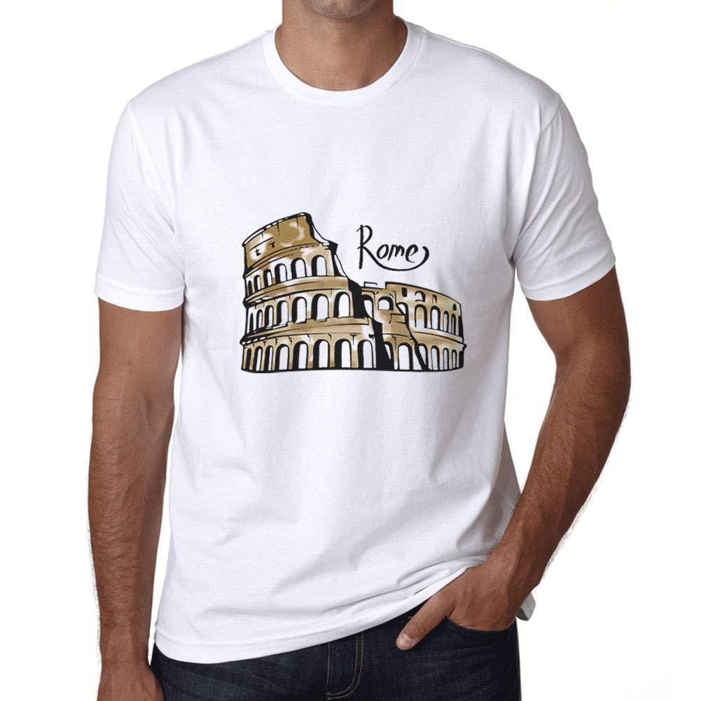 Ultrabasic - Homme Graphique Rome T-Shirt Imprimé Lettres Blanco