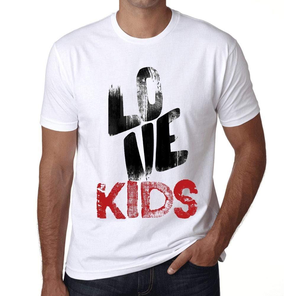 Ultrabasic - Homme T-Shirt Graphique Love Kids Blanc