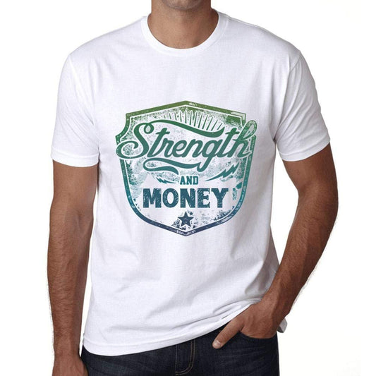 Homme T-Shirt Graphique Imprimé Vintage Tee Strength and Money Blanc