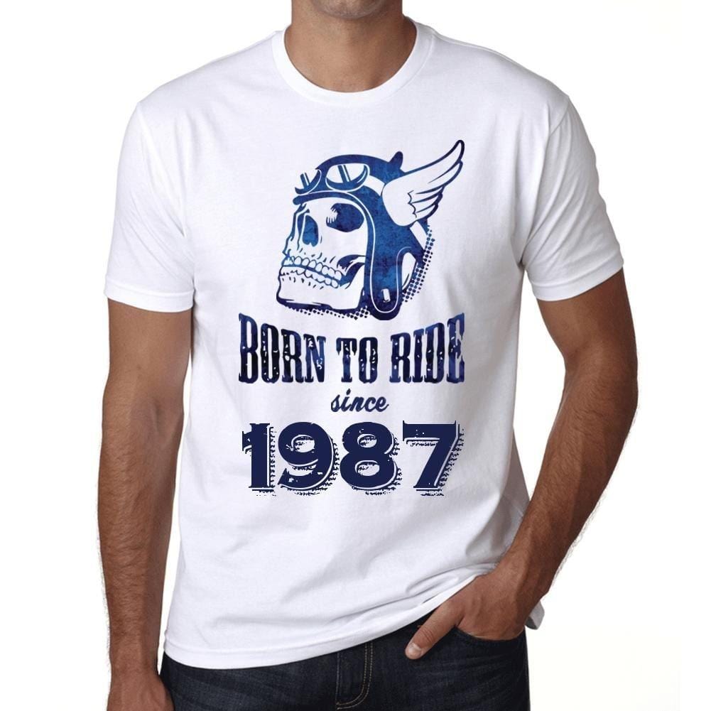 1987, Born to Ride Since 1987 Men's T-shirt White Birthday Gift 00494