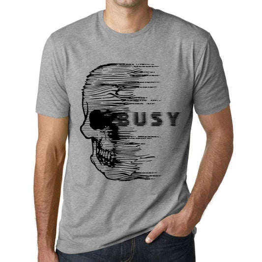 Homme T-Shirt Graphique Imprimé Vintage Tee Anxiety Skull Busy Gris Chiné