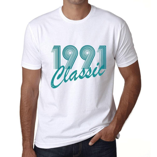 Ultrabasic - Homme T-Shirt Graphique Years Lines Classic 1991 Blanc