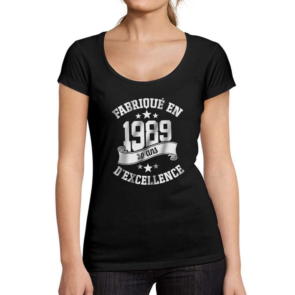 Ultrabasic - Tee-Shirt Femme col Rond Décolleté Fabriqué en 1989, 30 Ans d'être Génial T-Shirt Noir Profond
