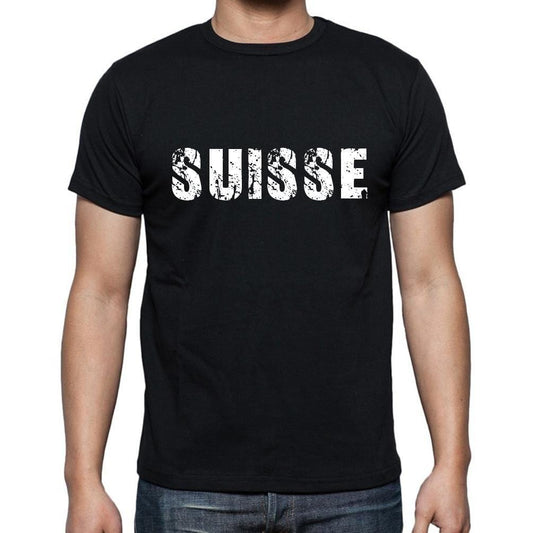 Suisse, t-Shirt pour Homme, en Coton, col Rond, Noir