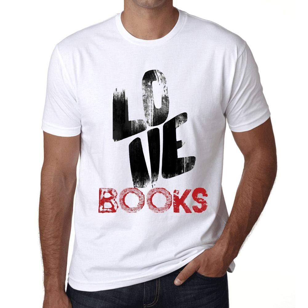 Ultrabasic - Homme T-Shirt Graphique Love Books Blanc