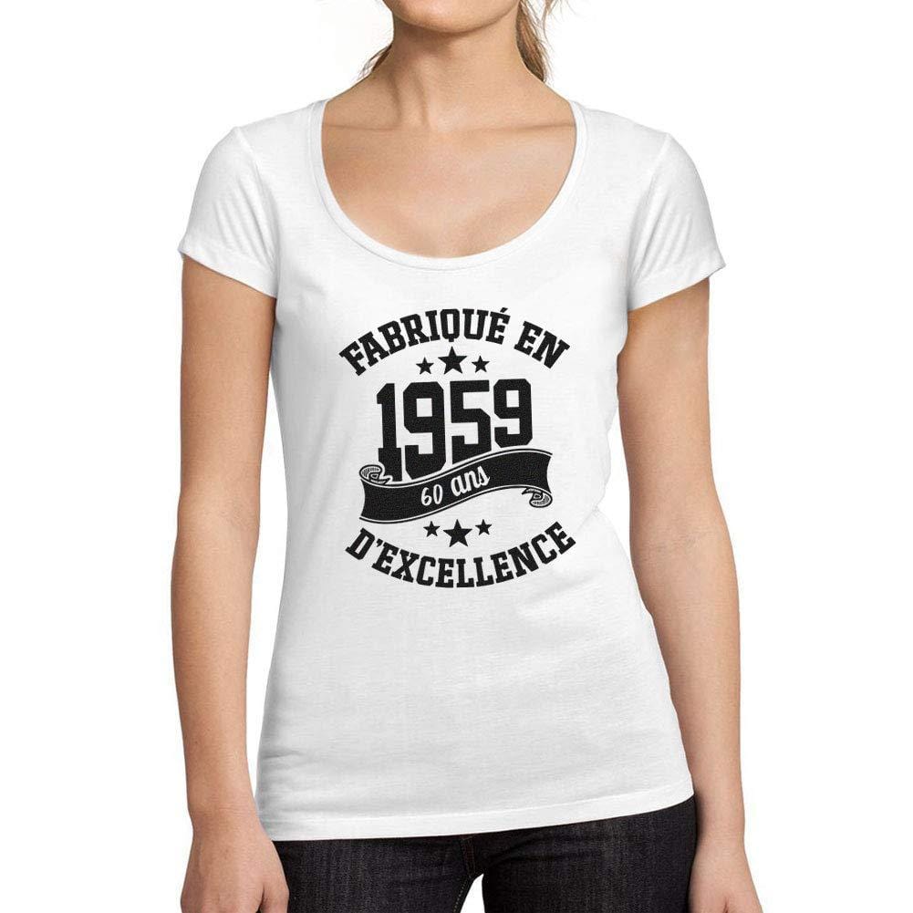 Ultrabasic - Tee-Shirt Femme col Rond Décolleté Fabriqué en 1959, 60 Ans d'être Génial T-Shirt