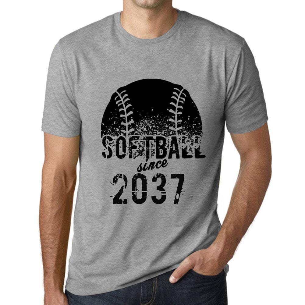 Men&rsquo;s Graphic T-Shirt Softball Since 2037 Grey Marl - Ultrabasic