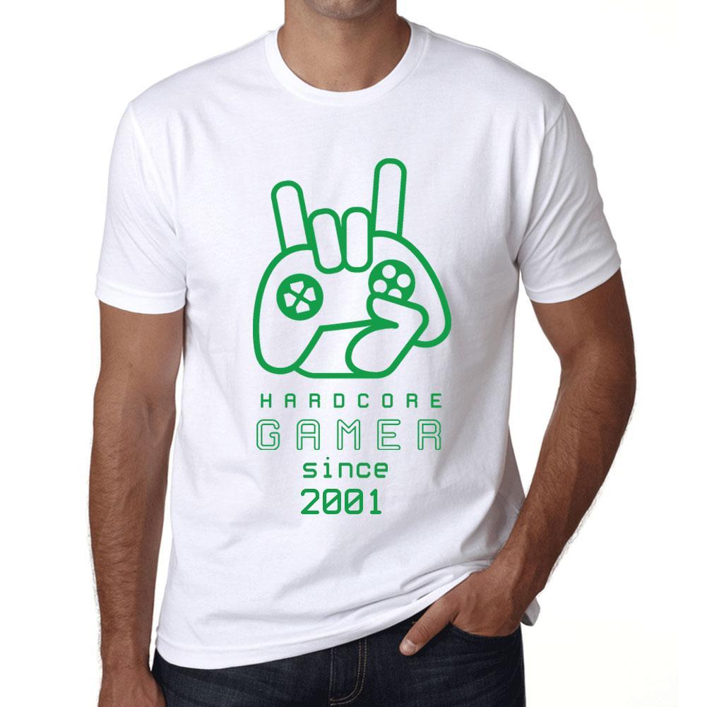 Men&rsquo;s Graphic T-Shirt Hardcore Gamer Since 2001 White - Ultrabasic
