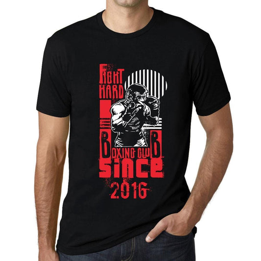 Men&rsquo;s Graphic T-Shirt Fight Hard Since 2016 Deep Black - Ultrabasic
