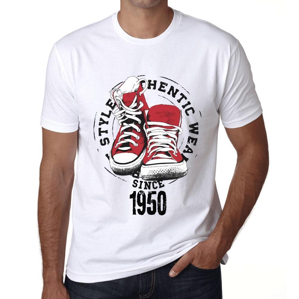 Men&rsquo;s Vintage Tee Shirt Graphic T shirt Authentic Style Since 1950 White - Ultrabasic