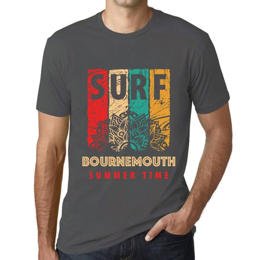 Men&rsquo;s Graphic T-Shirt Surf Summer Time BOURNEMOUTH Mouse Grey - Ultrabasic
