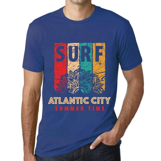 Men&rsquo;s Graphic T-Shirt Surf Summer Time ATLANTIC CITY Royal Blue - Ultrabasic