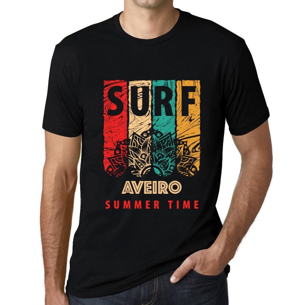 Men&rsquo;s Graphic T-Shirt Surf Summer Time AVEIRO Deep Black - Ultrabasic