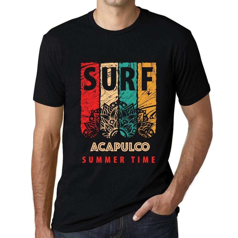 Men&rsquo;s Graphic T-Shirt Surf Summer Time ACAPULCO Deep Black - Ultrabasic