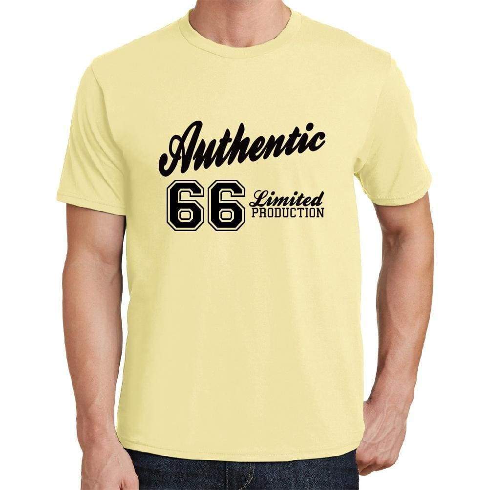 66 Authentic Yellow Mens Short Sleeve Round Neck T-Shirt - Yellow / S - Casual