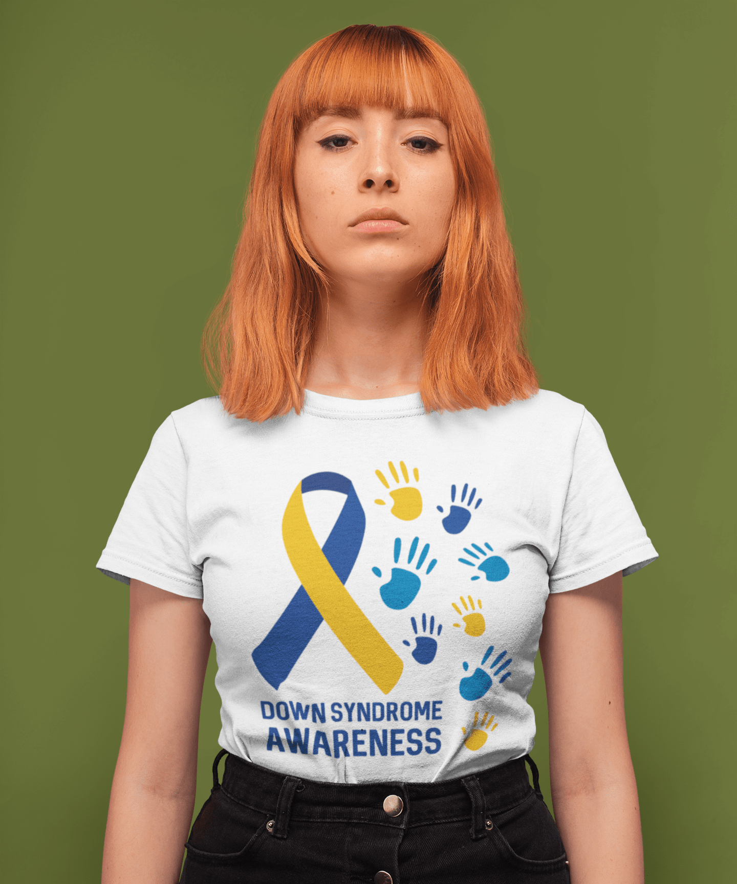 Women's Graphic T-Shirt Down Syndrome Awareness White Round Neck