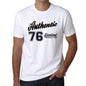 76 Authentic White Mens Short Sleeve Round Neck T-Shirt 00123 - White / L - Casual