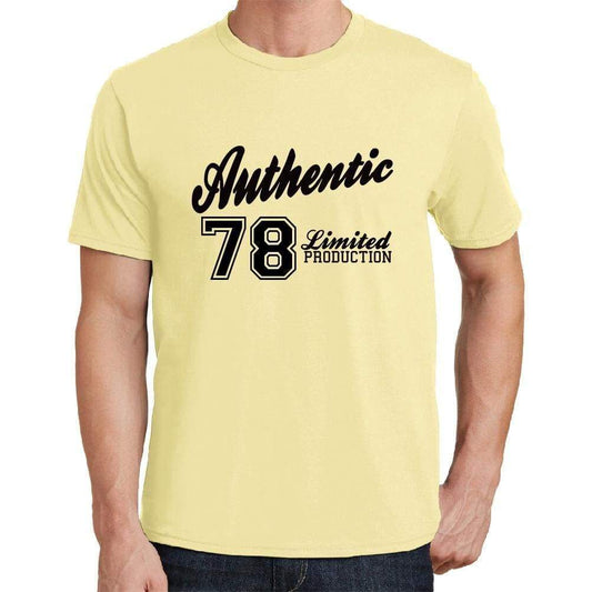 78 Authentic Yellow Mens Short Sleeve Round Neck T-Shirt - Yellow / S - Casual