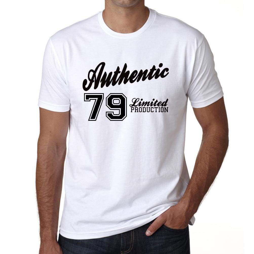 79 Authentic White Mens Short Sleeve Round Neck T-Shirt 00123 - White / L - Casual