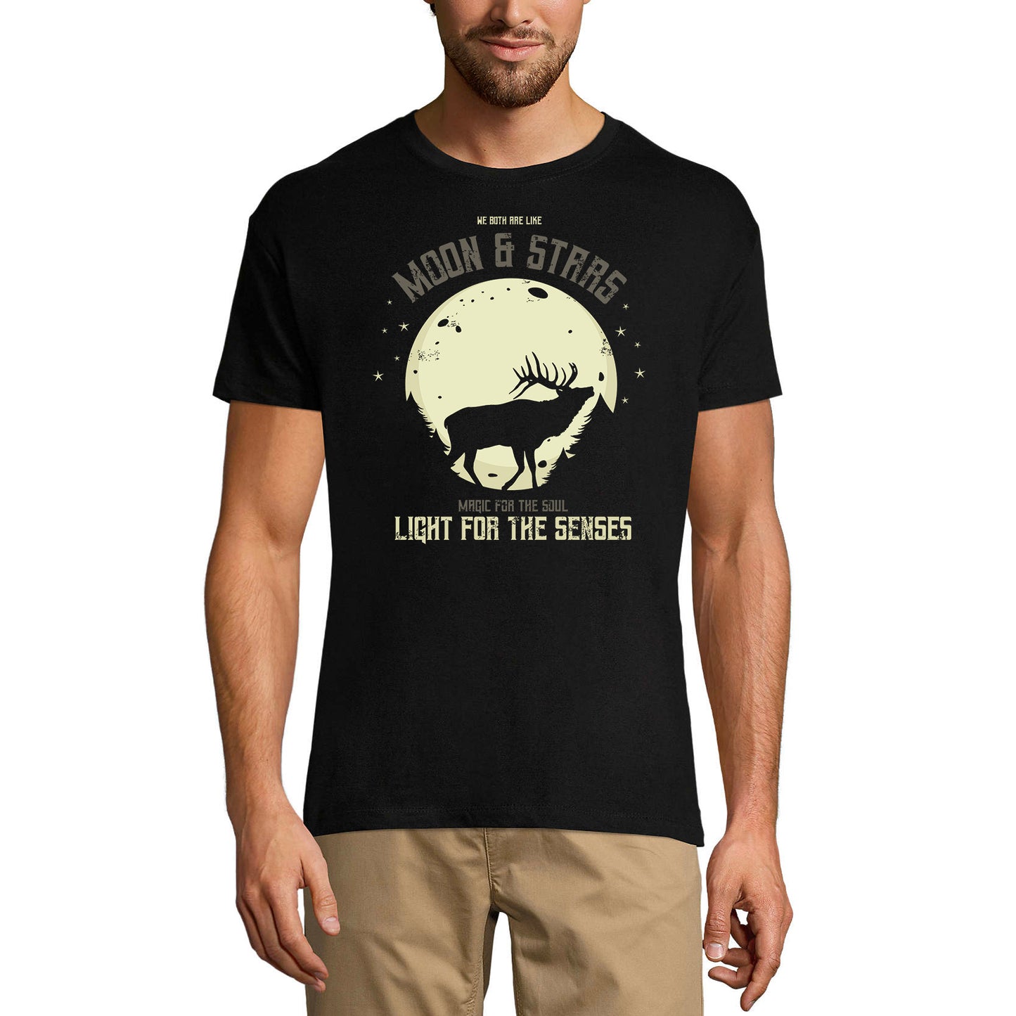 ULTRABASIC Men's Graphic T-Shirt We Both Are Like Moon & Stars - Deer Moon