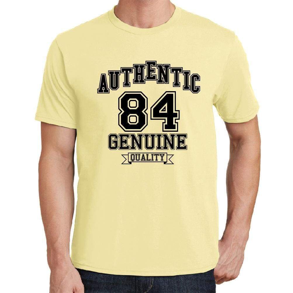 84 Authentic Genuine Yellow Mens Short Sleeve Round Neck T-Shirt 00119 - Yellow / S - Casual