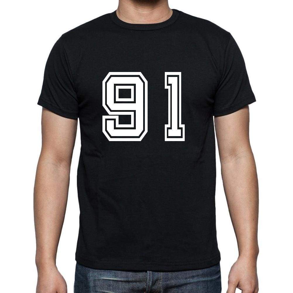 91 Numbers Black Men's Short Sleeve Round Neck T-shirt 00116 - Ultrabasic