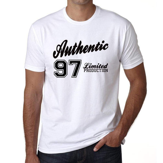 97 Authentic White Mens Short Sleeve Round Neck T-Shirt 00123 - White / L - Casual