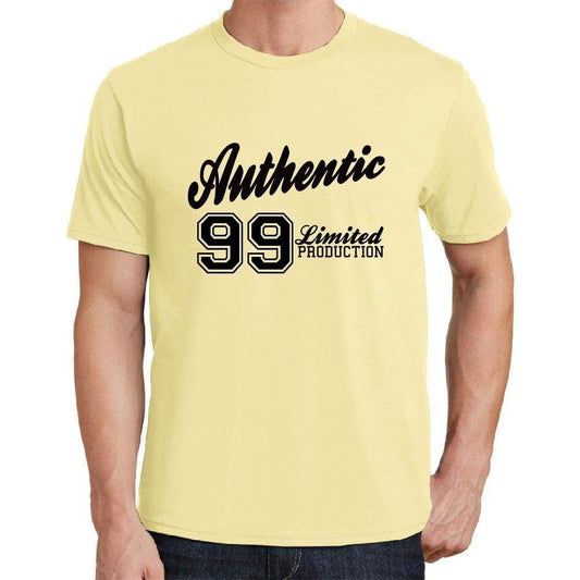 99 Authentic Yellow Mens Short Sleeve Round Neck T-Shirt - Yellow / S - Casual