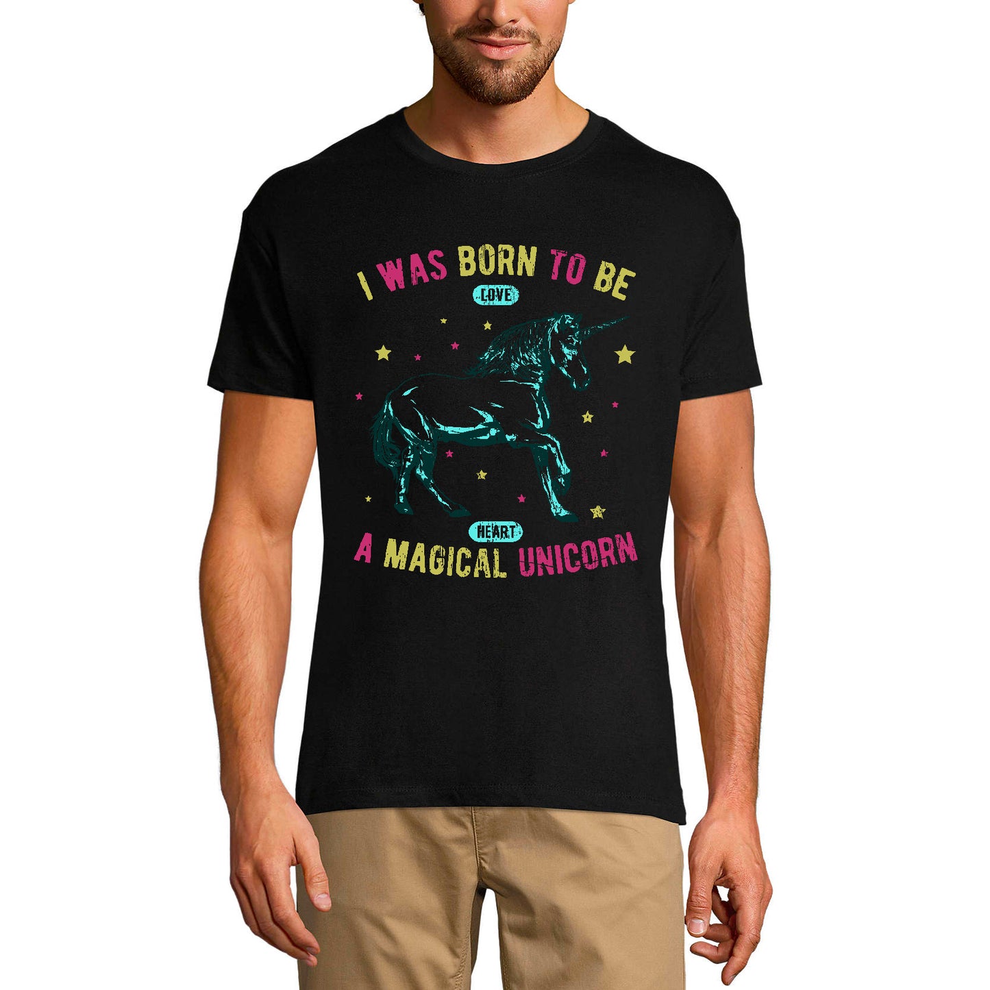 ULTRABASIC Men's Graphic T-Shirt I Was Born to be a Magical Unicorn - Funny Shirt
